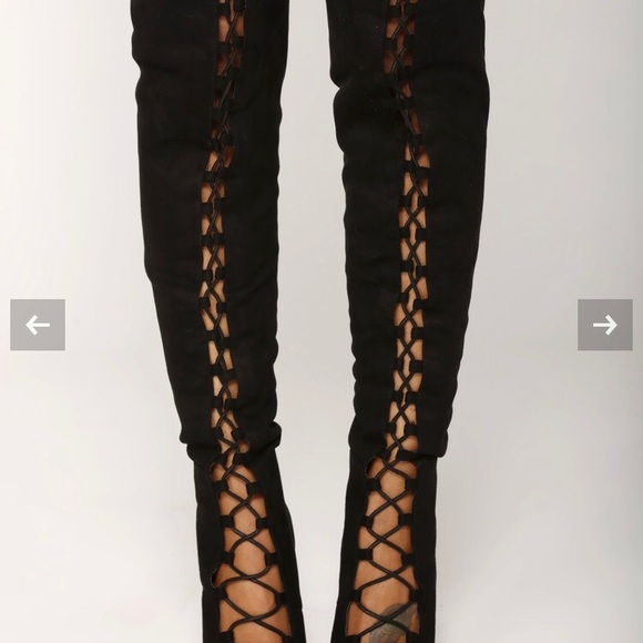 Fashion Nova Lace Up Knee High Heel Boots - Picture 4 of 16